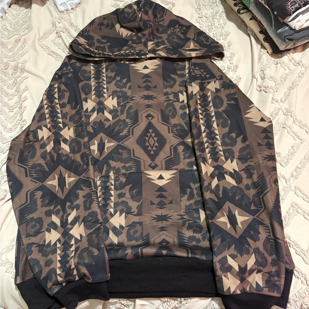 Crazy Train Brown Geometric Hoodie